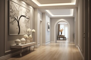 Wall Mural - Interior of luxary hallway in chic classic house