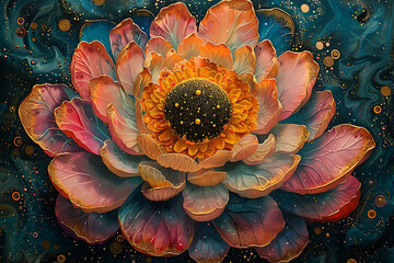 Wall Mural - abstract image of a flower with a circle pattern, anahata chakra mandala
