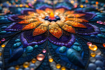 Wall Mural - abstract image of a flower with a circle pattern, anahata chakra mandala
