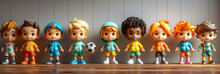 A Joyful 3D Cartoon Render Of Happy Soccer Kids Posing Together.