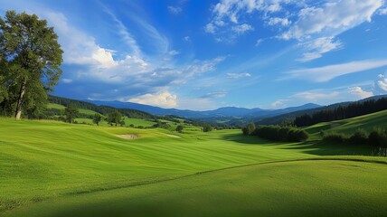 Wall Mural - artificial intelligence generated image of a golf course with nice lights