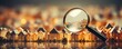 Navigating the housing market: zooming in on residential properties. Concept Housing Market, Residential Properties, Real Estate, Buying a Home