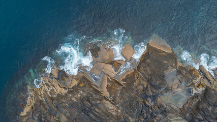 Poster - Tropical Seychelles aerial of island in sea. vacation concept.