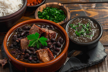 Wall Mural - feijoada, brazilian food with black beans and pork meat