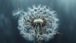 A close-up of a dandelion seed head, with seeds ready to disperse in the wind, symbolizing the cycle of growth and renewal