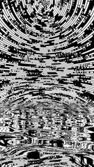 Wall Mural - Bit stream digital pixel background reflecting in water vertical video