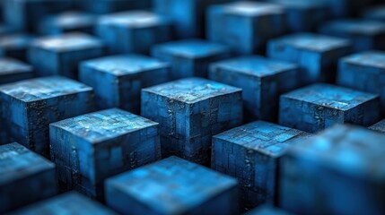 Wall Mural -  a bunch of blue cubes that are in the shape of cubes in the shape of cubes in the shape of cubes in the shape of cubes of cubes in the shape of cubes of cubes.