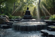 Fountain In The Japanese Zen Garden