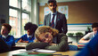 Child sleeping in the classroom at school ,Students who often fall asleep in class could be going to bed too late, bored in class, or experiencing the side effects of medication