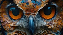  A Close - Up Of An Owl's Face 