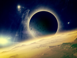 Wall Mural - planets and exoplanets of unexplored galaxies. sci-fi. new worlds to discover. colonization and expl