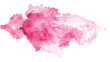 A dynamic and bright abstract stain of pink watercolor on a white canvas, symbolizing excitement and artistic flair
