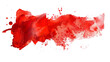 A dynamic splash of red paint scattered artistically across a pure white background