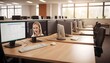 © Turan - office-with-multiple-monitors-at-customer-service-desk--call-center-helpline-support-to-give-telecommunication-assistance--empty-helpdesk-with-client-telephony-reception-with-blur-and-bokeh