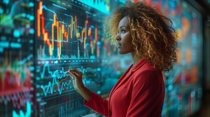 Wall Mural - woman on the background of a chart