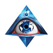 Das allsehende Auge: Erde-ähnliches Auge im Dreieck vektor