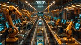Fototapeta  - Advanced Industrial Factory with Robots and High-Tech Machinery