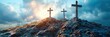 Three Crosses Golgotha On Earth Plane, Background Images , Hd Wallpapers