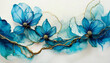 Niebieskie kwiaty, abstrakcyjne tło akwarela