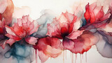 Fototapeta Kwiaty - Czerwone kwiaty abstrakcja. Tapeta motyw kwiatowy