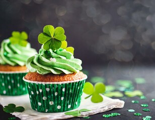 green sweet cupcakes for saint patricks day all green and gold, happy st patrick day