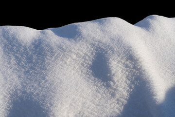 Wall Mural - white snow in daylight, background, isolate on black background