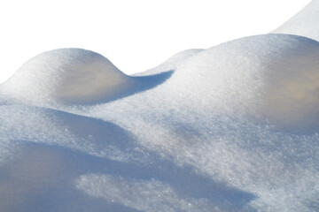 Wall Mural - white snow in daylight, background, isolate on black background