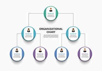 Wall Mural - corporate organizational chart with business avatar icons. business hierarchy infographic elements