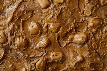 Canvas Print - Brown peanut butter made from whole nuts top view of its texture on a background