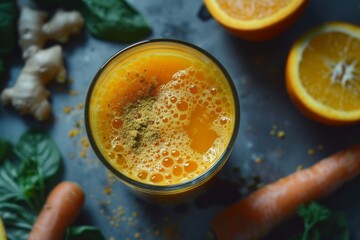 Canvas Print - Carrot ginger and orange detox juice made at home