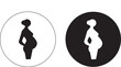 Set of obstetrician and gynecologist icons. Pregnant woman Gynecologist vector symbol in black and white.