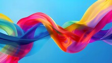 Abstract Wonder And Joy Colorful Rainbow Ribbons In The Sky Blue Background