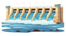 Water Dam Icon Over White Background. Colorful Desig