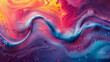 An intricate blend of bright colors forms a fluid wave in this dynamic abstract liquid art photography