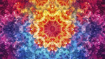 Canvas Print - Kaleidoscopic abstract patterns with central display for colorful and vibrant product lines.