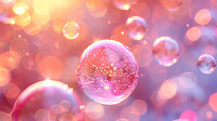 Dreamy orbs floating in a pink and purple hued space with sparkling stars for a magical feel
