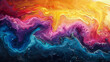 High-contrast colors ebb and flow in an abstract display, balancing dark and light elements in a powerful fluid art image