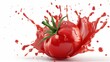 Red paint splash. Tomato, Strawberries.