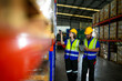 © ultramansk - operation workers checking and inspecting cargo for stack items for shipping. males worker checking the store factory. industry factory warehouse. Worker Scanning Package In Warehouse.