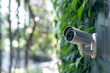 Security Camera Mounted on Green Wall