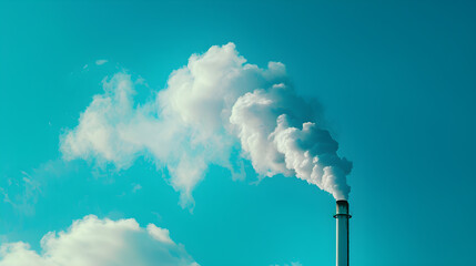 Exhaust smoke emitted from industrial factory pipes, concept of air pollution and social problems.