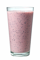 Sticker - glass of banana and blueberry smoothie with yogurt isolated on white background