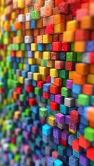 Poster - Vibrant dark rainbow 3d abstract background for graphic design projects and artistic concepts.