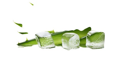 Wall Mural - illustration of Slice Aloe Vera, Isolated on transparent PNG background, Generative ai