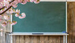 入学、卒業イメージ。桜。黒板。教室。Entrance and graduation images. cherry blossoms. blackboard. classroom.