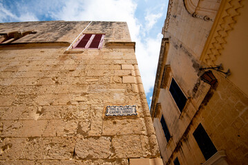 Wall Mural - Street Sign in Mdina Old City Fortress - Malta