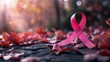 Breast Cancer Awareness Month banner with pink ribbon, creative advertising Ideas
