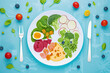 © PixelPioneerX - a balanced plate model for healthy eating, with portion recommendations for different food groups