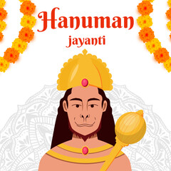 Wall Mural - hanuman jayanti illustration in flat design vector style