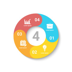 Wall Mural - Circle business infographic template with 4 steps or options. The concept can be used for diagram, graph, chart, business presentation or web. Vector design element illustration.